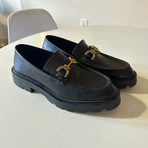Zara Lug Sole Leather Loafers